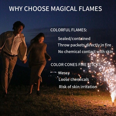 Kolor Magiczny Proszek Ogień 10 x 10 g Magiczny Płomień Kolorowy Ogień Proszek Neon Płomienie
