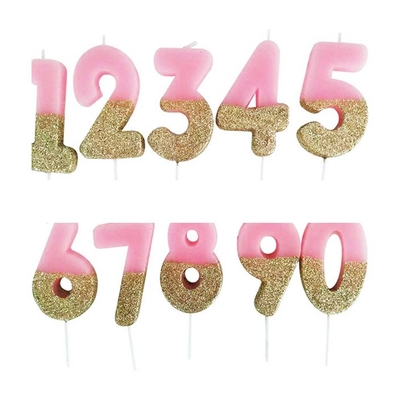 Cyfrowa świeca 0-9 Topper Cake Cute Pink Bow White Little Hat Świeczka urodzinowa Świeczka Cake Topper Candles