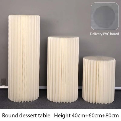 2024 Sprzedaż hurtowa 4 sztuk składanej papieru Desert Display Stand White For Event