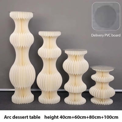 2024 Sprzedaż hurtowa 4 sztuk składanej papieru Desert Display Stand White For Event
